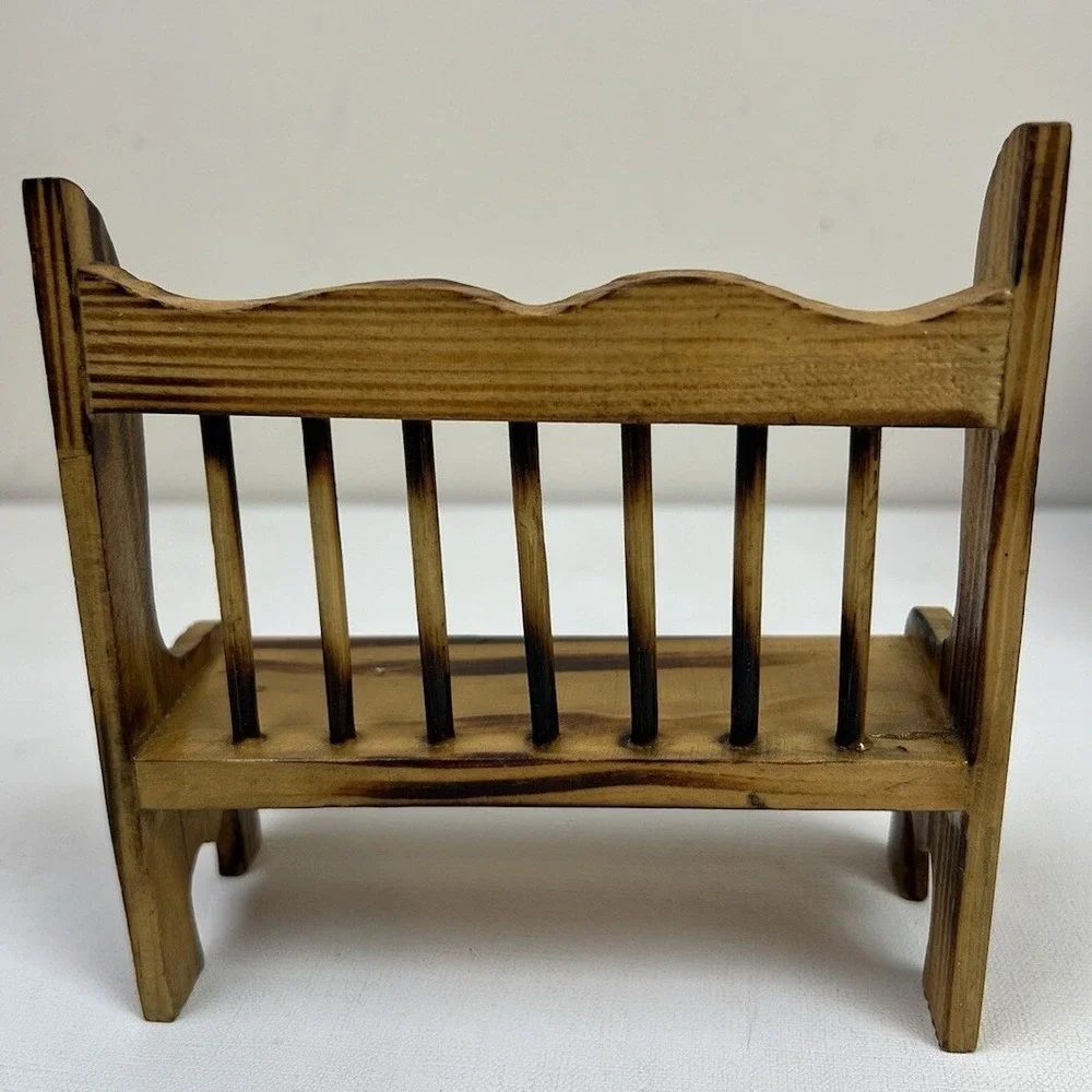 Dollhouse Minature Wood Entryway Bench‎ Spindle Back 5.25